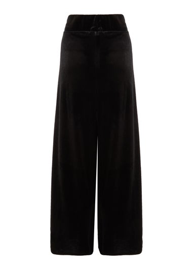 Quiz Black Wide Leg Velvet Trouser