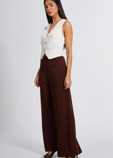 Quiz Brown High Waist Wide Leg Trousers