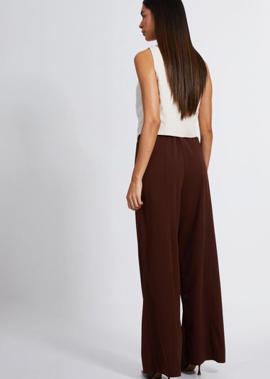 Quiz Brown High Waist Wide Leg Trousers