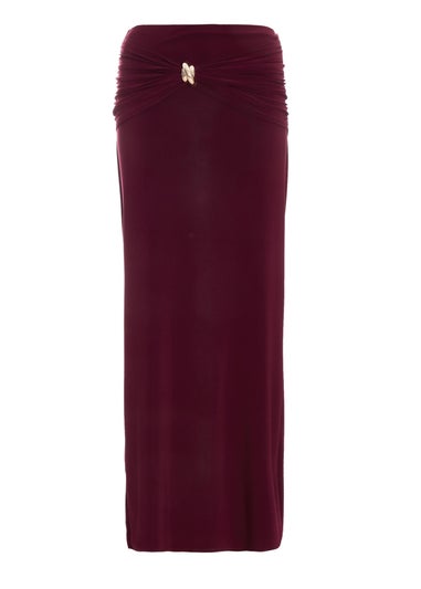 Quiz Red Buckle Detail Maxi Skirt