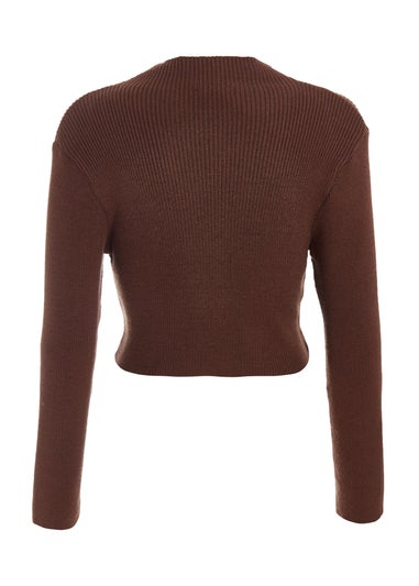 Quiz Brown Knit Turtle Neck Jumper