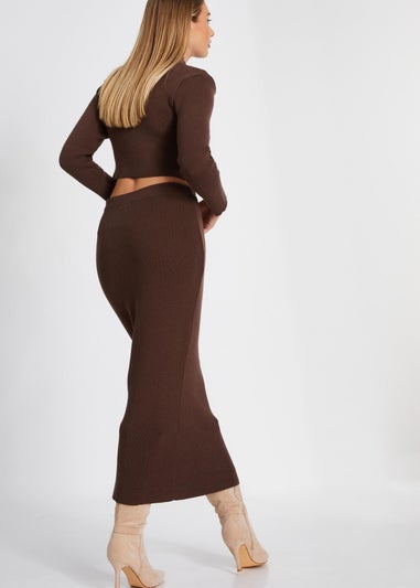 Quiz Brown Knit Midaxi Skirt