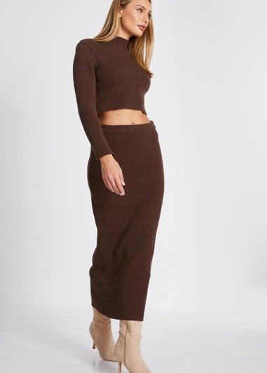 Quiz Brown Knit Midaxi Skirt