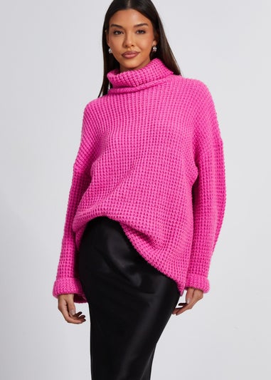 Quiz Pink Knitted Roll Neck Jumper