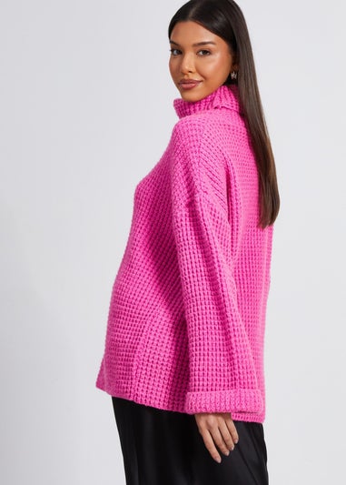 Quiz Pink Knitted Roll Neck Jumper