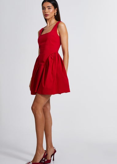 Quiz Red Scoop Back Skater Dress