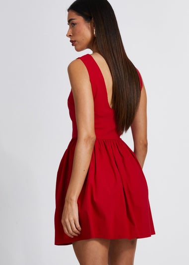 Quiz Red Scoop Back Skater Dress