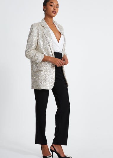 Quiz Champagne Sequin Tailored Blazer