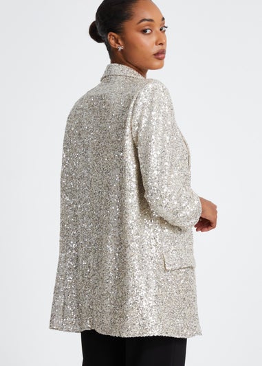 Quiz Champagne Sequin Tailored Blazer