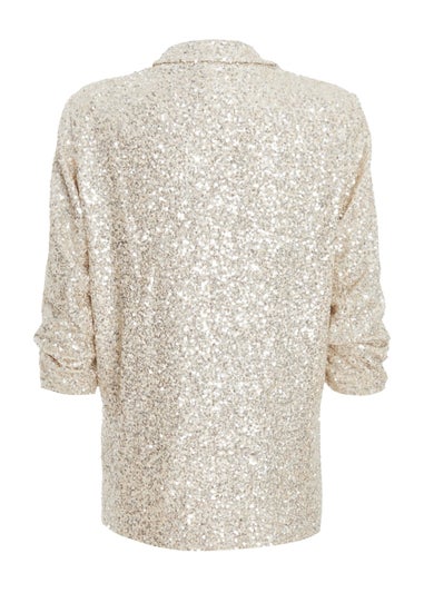 Quiz Champagne Sequin Tailored Blazer