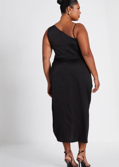 Quiz Black Curve Satin Midi Dress