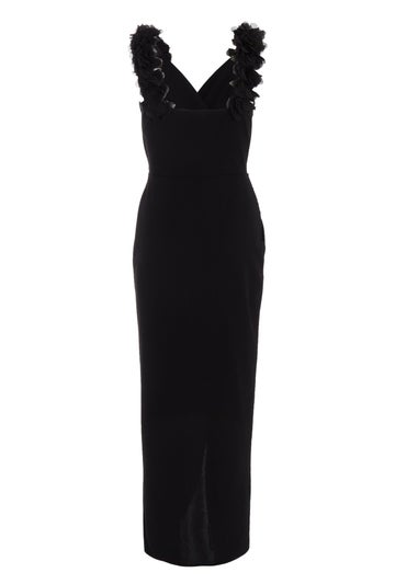 Quiz Black Petite Ruffle Wrap Maxi Dress