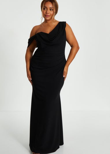 Quiz Black Curve Cowl Neck Maxi Dress