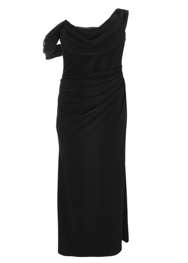 Quiz Black Curve Cowl Neck Maxi Dress