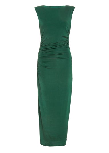 Quiz Green Shoulder Pad Midaxi Dress