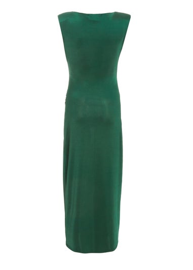 Quiz Green Shoulder Pad Midaxi Dress