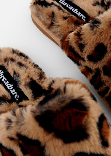 Threadbare Brown Faux Fur Mule Slippers