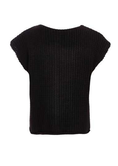 Quiz Black Knit Sleeveless Cardigan