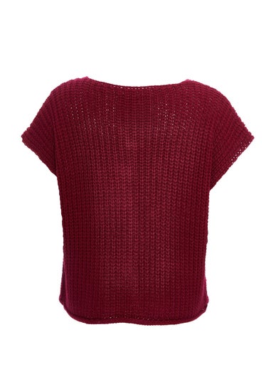 Quiz Red Knit Sleeveless Cardigan