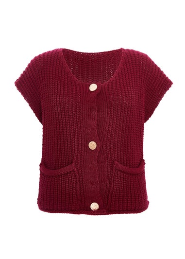 Quiz Red Knit Sleeveless Cardigan