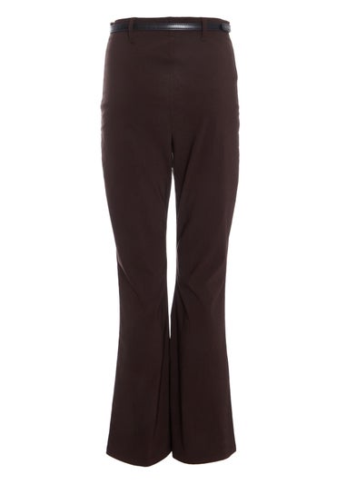 Quiz Brown Belted Flared Trousers