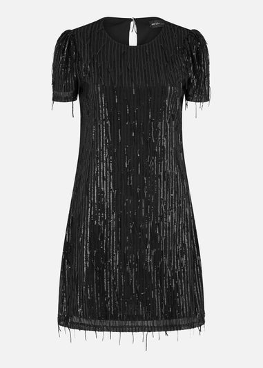 Mela Black Dripping Sequin Tunic Dress