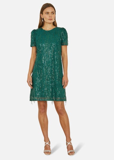 Mela Green Dripping Sequin Tunic Dress