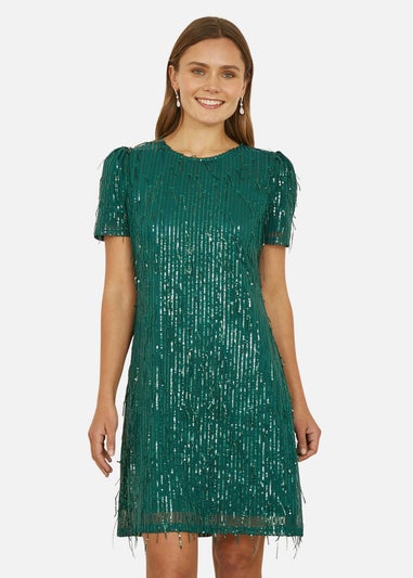 Mela Green Dripping Sequin Tunic Dress