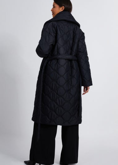 Quiz Black Quilted Long Line Coat