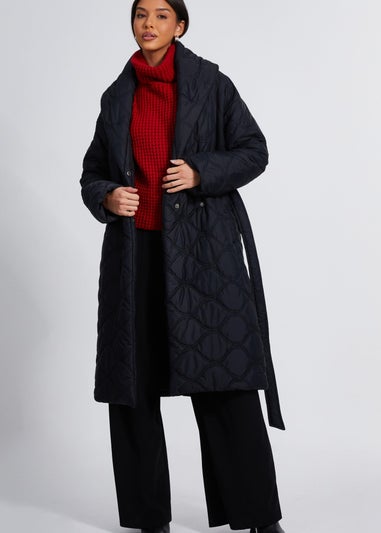 Quiz Black Quilted Long Line Coat