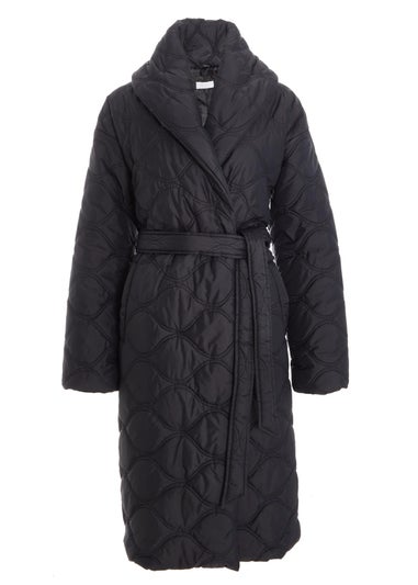 Quiz Black Quilted Long Line Coat