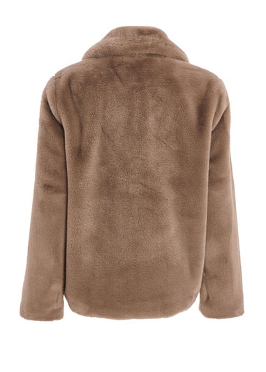 Quiz Brown Faux Fur Jacket