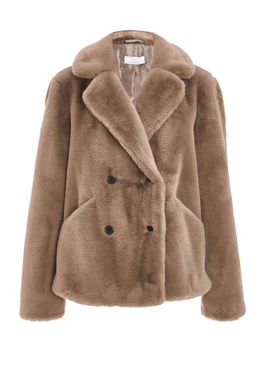 Quiz Brown Faux Fur Jacket