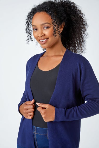 Roman Navy Petite Plain Stretch Cardigan