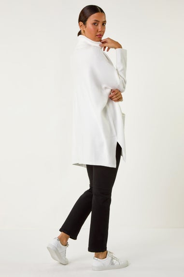 Roman Ivory Sparkle Pocket Detail Poncho Jumper