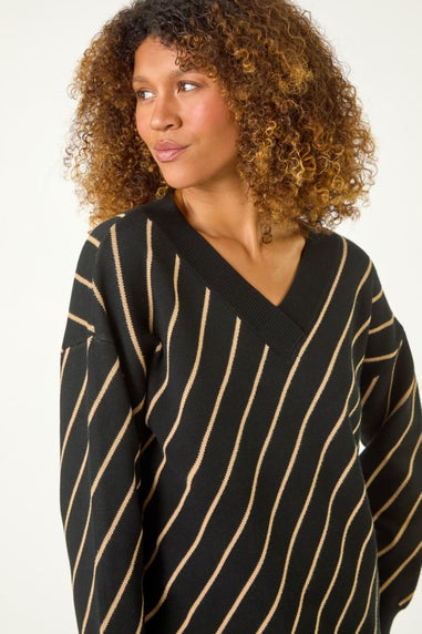 Roman Black Horizontal Stripe Knit Jumper