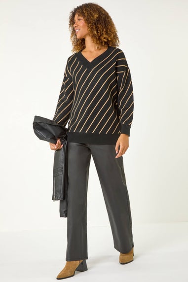 Roman Black Horizontal Stripe Knit Jumper