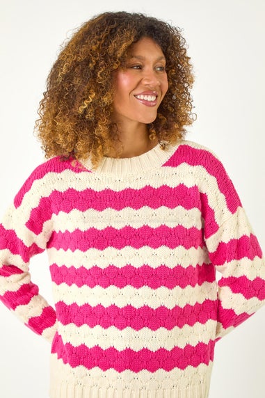 Roman Candy Pink Wave Colour Block Knit Jumper