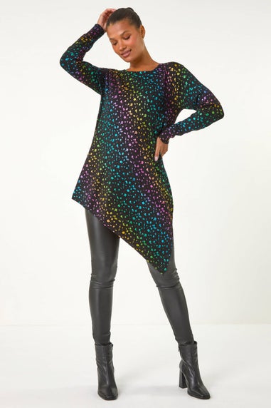 Roman Multi Asymmetrical Foil Print Tunic