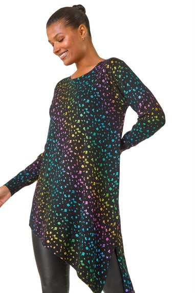 Roman Multi Asymmetrical Foil Print Tunic