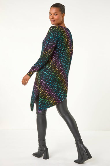 Roman Multi Asymmetrical Foil Print Tunic