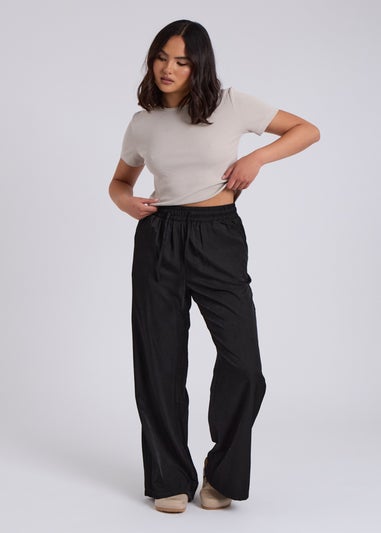 Urban Bliss Black Drawstring Wide Leg Trouser