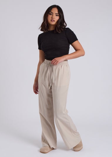 Urban Bliss Cream Drawstring Wide Leg Trouser