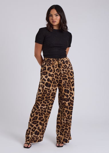 Urban Bliss Brown Leopard Wide Leg Trouser