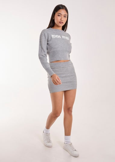 Pink Vanilla Grey Knitted Mini Skirt