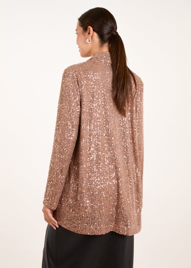 Blue Vanilla Bronze Sequin Waterfall Cardigan