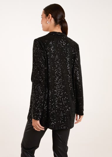 Blue Vanilla Black Sequin Waterfall Cardigan