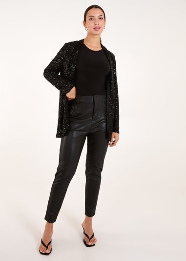 Blue Vanilla Black Sequin Waterfall Cardigan