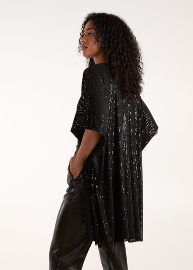 Blue Vanilla Black Sequin Kimono