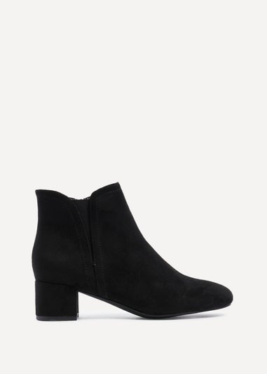 Linzi Manor Black Faux Suede Block Heeled Ankle Boot